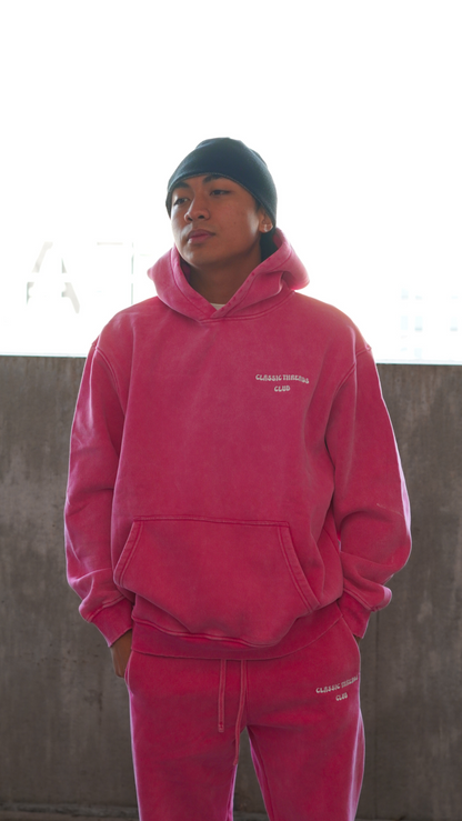 Pink Acid Wash Hoodie