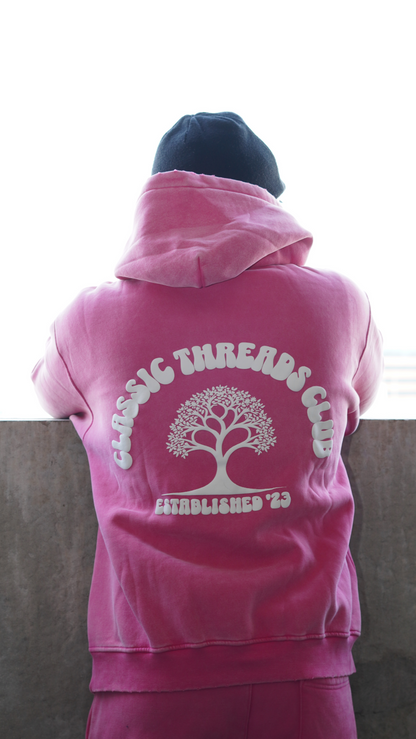 Pink Acid Wash Hoodie